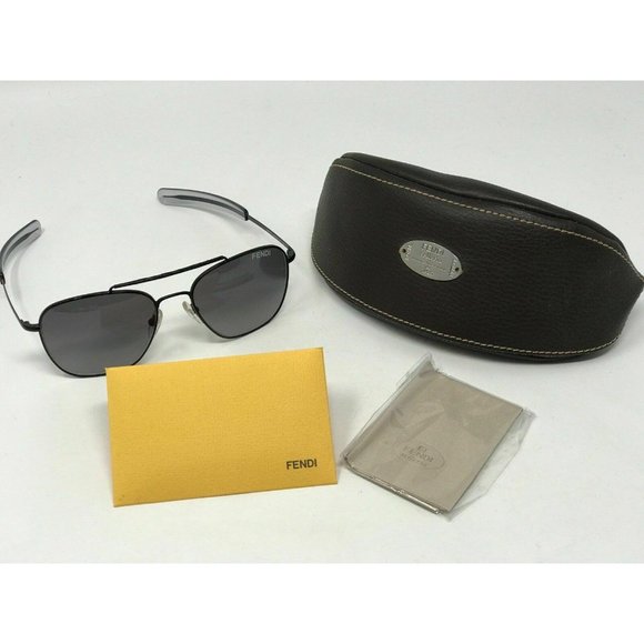 FENDI Sunglasses Bayonet Temples  FS5217L Black Pilot Aviator Metal  Italy - Picture 1 of 12